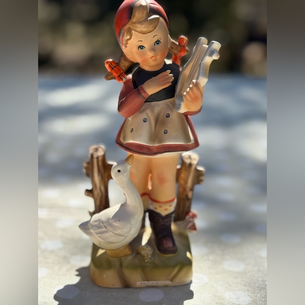 Vintage Arnart Creation Designed by Erich Stauffer #S8442 Girl with Harp & Duck